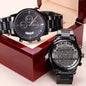 Customized black chronograph watch gift for son, Birthday, Graduation, New Job, Christmas gift - proudpoppycreativestore