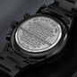 Customized black chronograph watch gift for son, Birthday, Graduation, New Job, Christmas gift - proudpoppycreativestore
