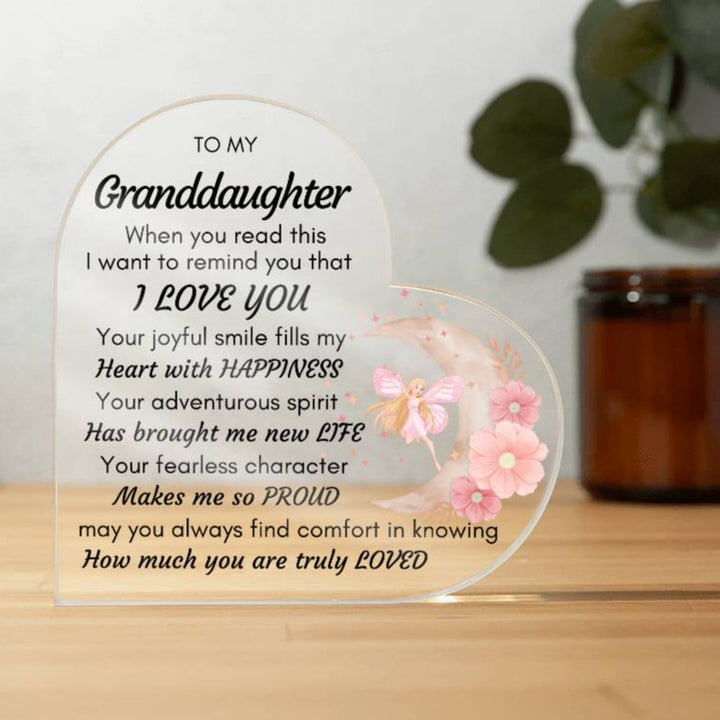 To My Granddaughter Moon Heart Gift