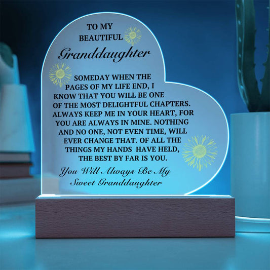 My Beautiful Granddaughter from Grandparent, Heart Plaque with LED