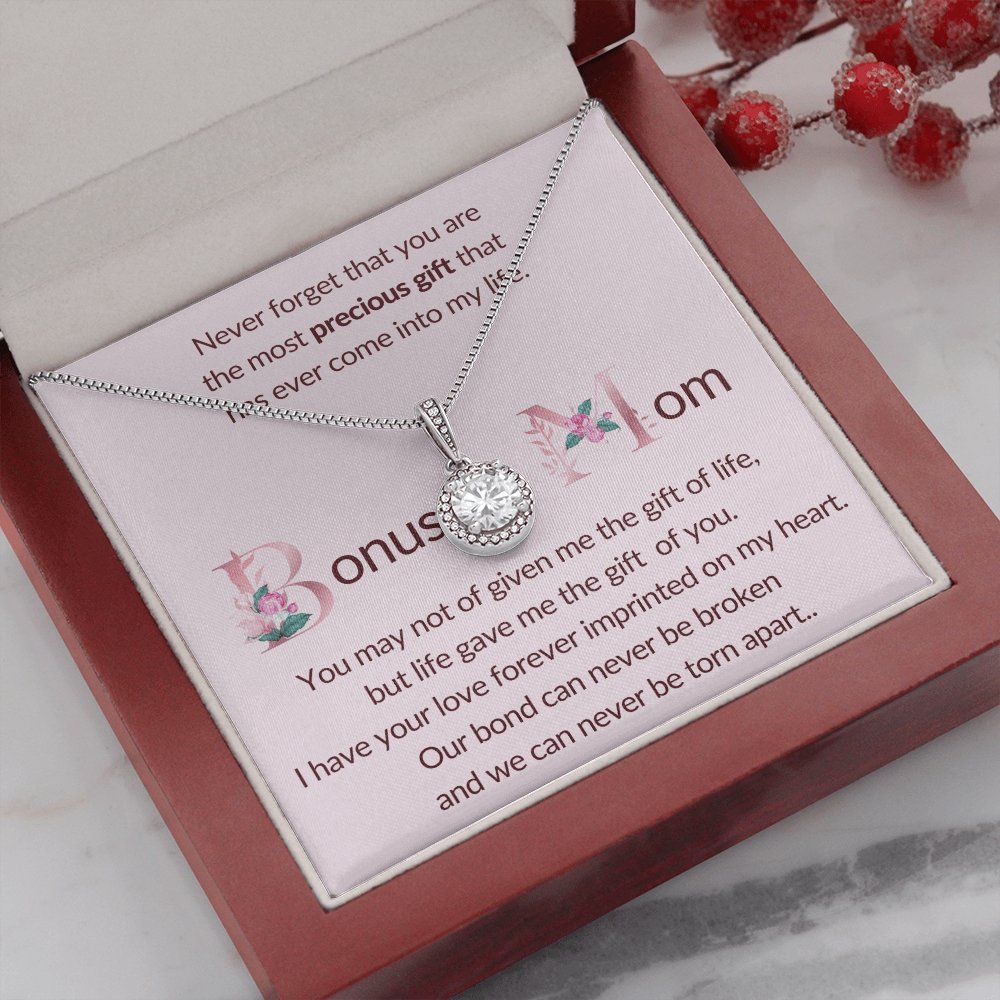 Bonus mom pink Eternal Hope Pendant necklace for Mom - proudpoppycreativestore