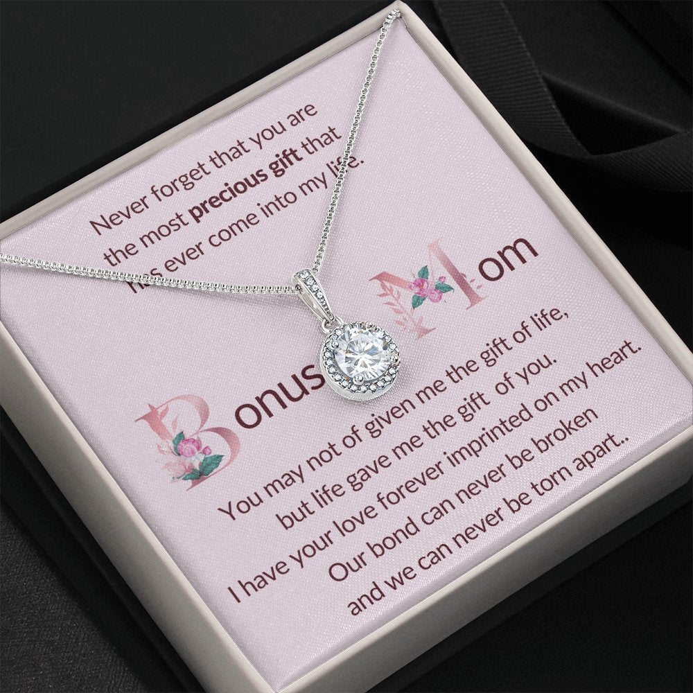 Bonus mom pink Eternal Hope Pendant necklace for Mom - proudpoppycreativestore