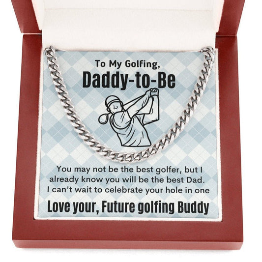 Cuban link chain for golfing Daddy to be, Golfing gift for Future Dad, Fathers day gift for Golfers - proudpoppycreativestore