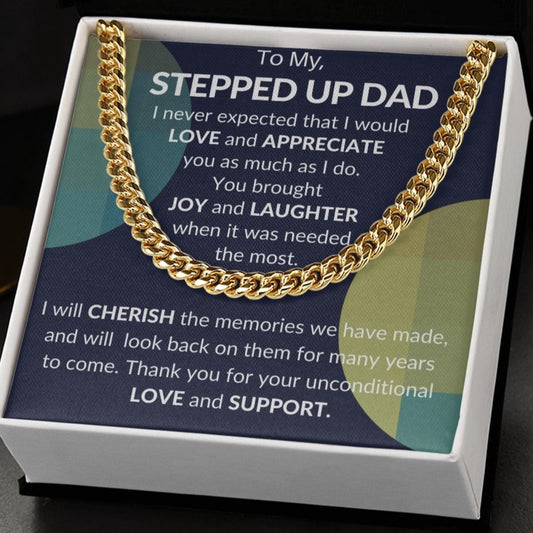 Cuban link chain for Stepped Up dad, Fathers day, Birthday Gift, Gift for Men - proudpoppycreativestore