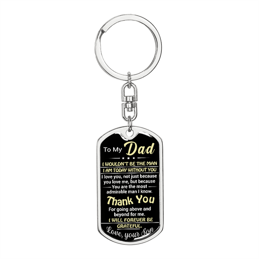 Dogtag keychain for Dad, fathers gift, Gift from Son, Father of the groom, Birthday Gift - proudpoppycreativestore