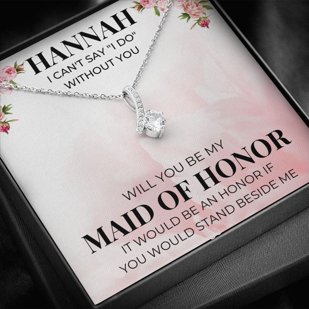 Maid of Honor necklace-AB (personailize this card), Bridal Party Gift - proudpoppycreativestore