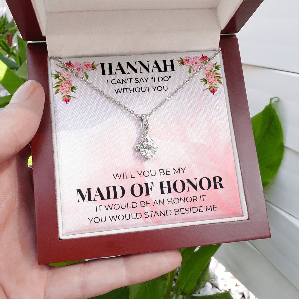 Maid of Honor necklace-AB (personailize this card), Bridal Party Gift - proudpoppycreativestore