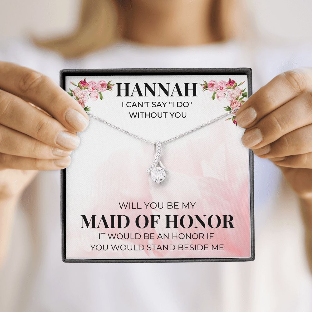 Maid of Honor necklace-AB (personailize this card), Bridal Party Gift - proudpoppycreativestore