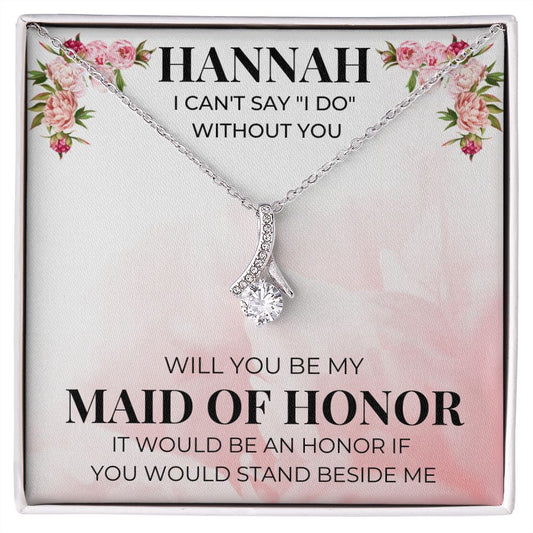 Maid of Honor necklace-AB (personailize this card), Bridal Party Gift - proudpoppycreativestore