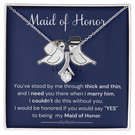 Maid of Honor proposal necklace, bridal party-AB - proudpoppycreativestore