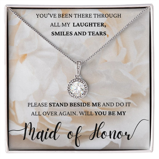 Maid of honor proposal necklace, Bridal party gift-EH - proudpoppycreativestore