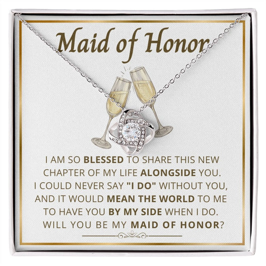 Maid of Honor proposal necklace, Bridal party gift-LN - proudpoppycreativestore