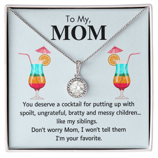 Mom cocktails -teal Eternal Hope Pendant necklace for Mother - proudpoppycreativestore