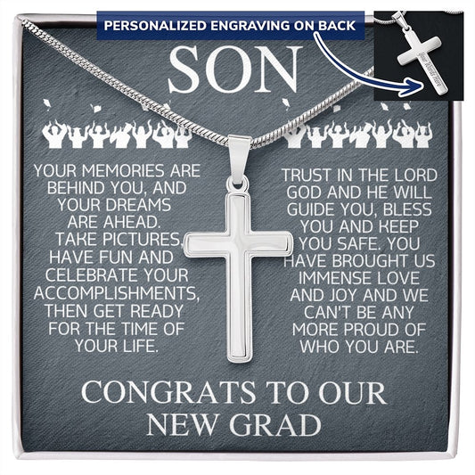 Personalised engraved cross for Son, Graduation gift - proudpoppycreativestore