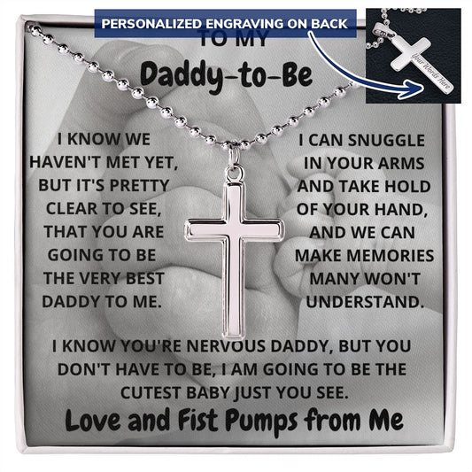 Personalized ball chain and cross for Daddy to be, Future dad gift, For my Dad to be, Birthday Gift for new dad - proudpoppycreativestore