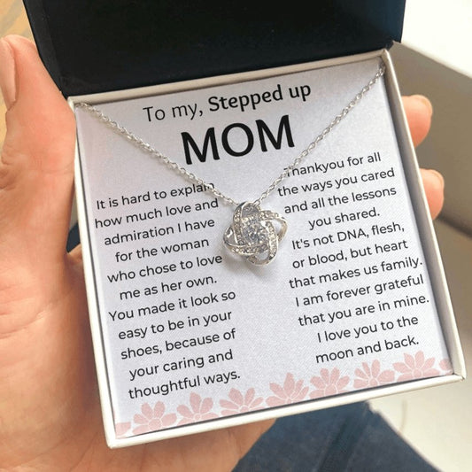 Stepped Up Mom Love knot necklace, For my Bonus Mom, gift from son/daughter - proudpoppycreativestore