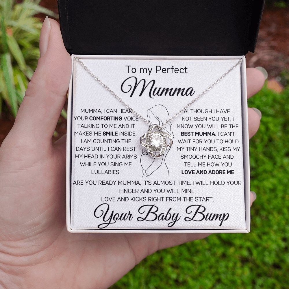 To my Perfect Mumma, Love knot pendant necklace for Mother to be - proudpoppycreativestore