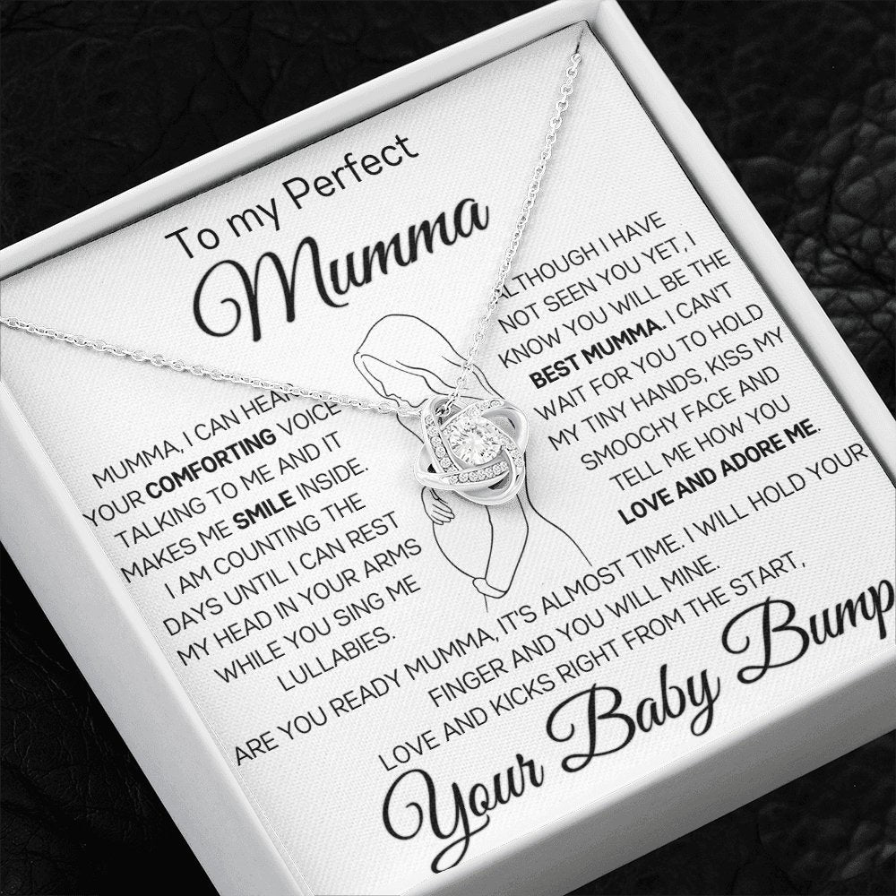 To my Perfect Mumma, Love knot pendant necklace for Mother to be - proudpoppycreativestore